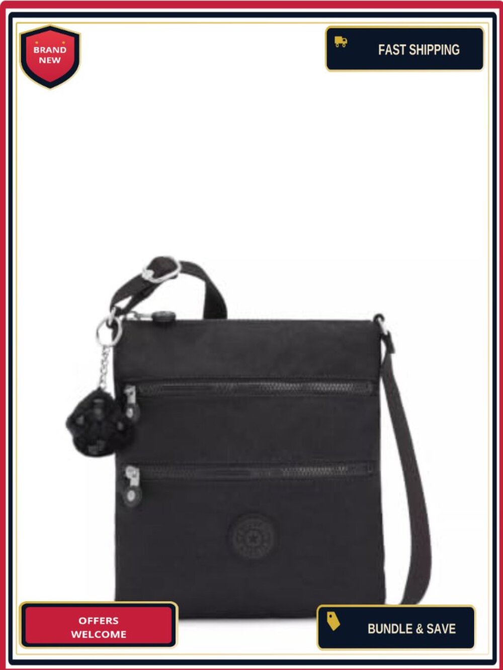Kipling Keiko Crossbody Bag Lightweight Adjustable Purse Durable Nylon